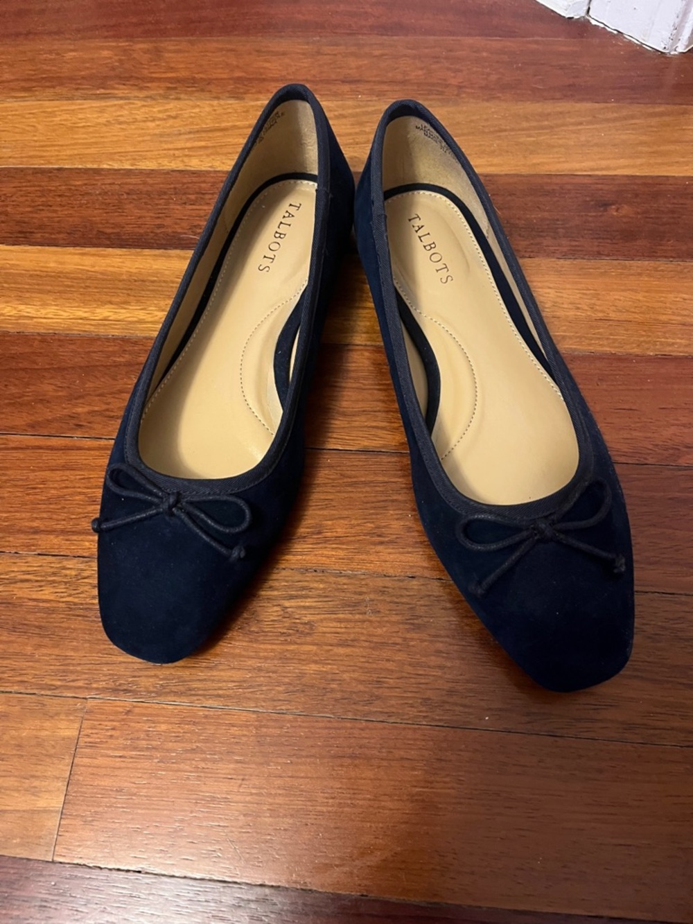 Talbots Navy Suede Bow Flats